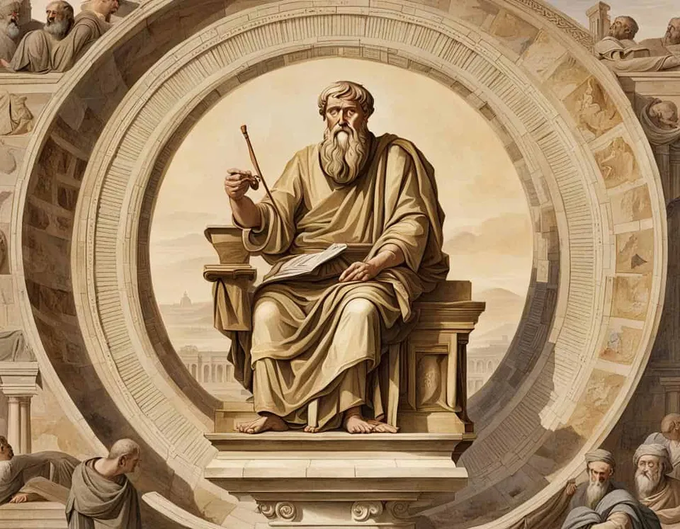 Ancient philosophical artwork depicting 10 Essential Aspects of Plato's Educational Legacy