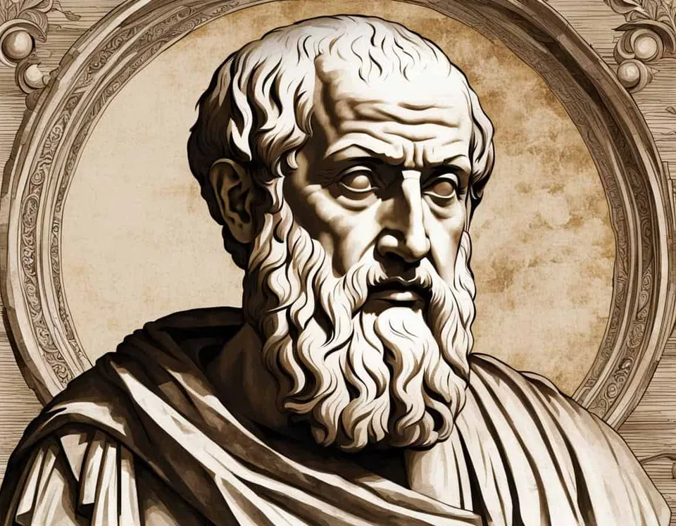 Ancient philosophical artwork depicting How to Apply Plato's Philosophy to Contemporary Issues