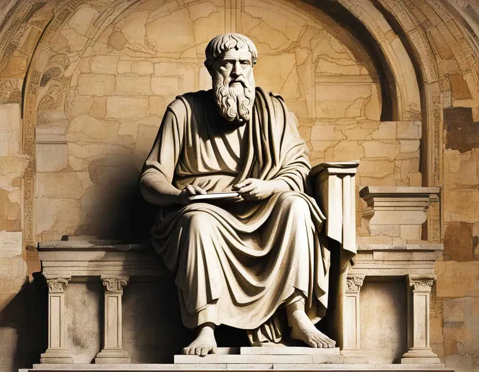 Ancient philosophical artwork depicting How to Understand Plato's Early Education