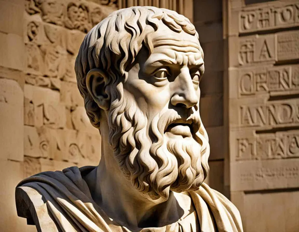 Classical artwork depicting ancient Greek philosophy and the teachings of Plato