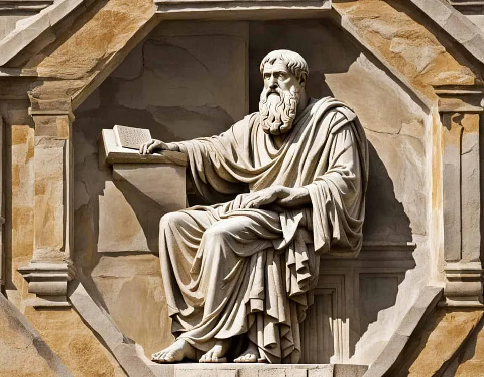Ancient philosophical artwork depicting Historical Context of Plato's Philosophical Ideas