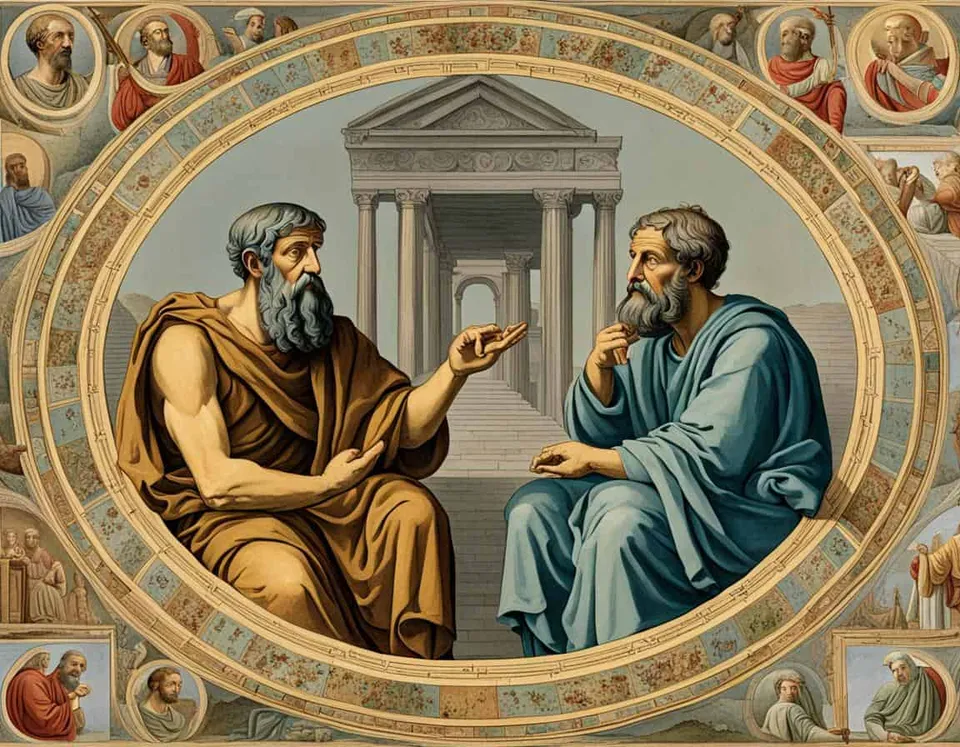 Ancient Greek stone relief illustrating The Historical Background of Plato's Philosophy