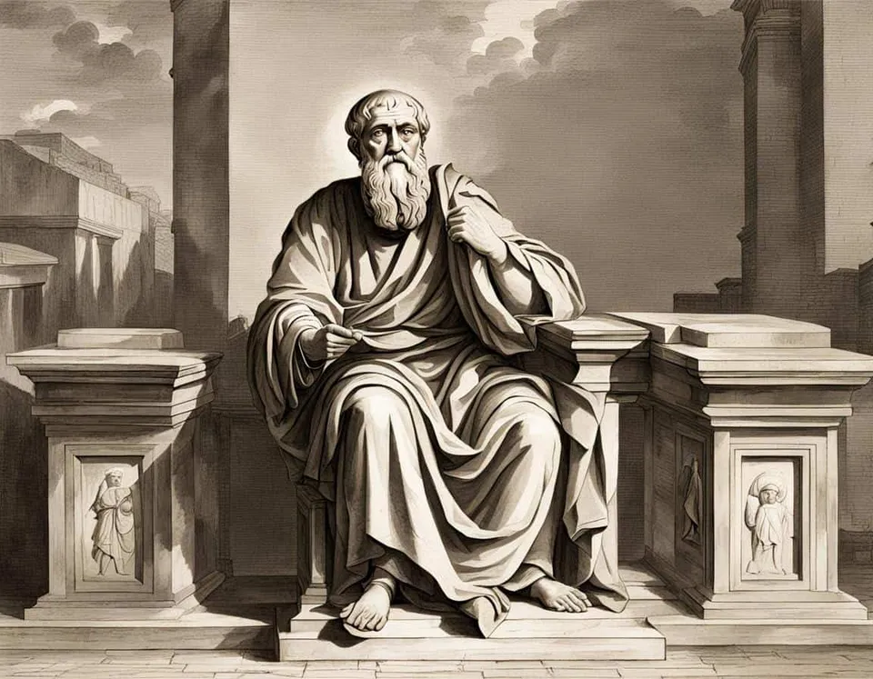 Ancient Greek stone relief illustrating Top 10 Influential Ideas in Plato's Philosophy