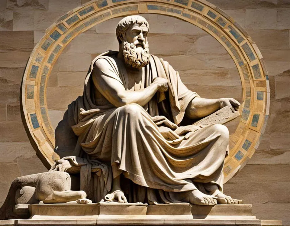 Ancient marble sculpture representing What are the key concepts in Plato's Theory of Forms