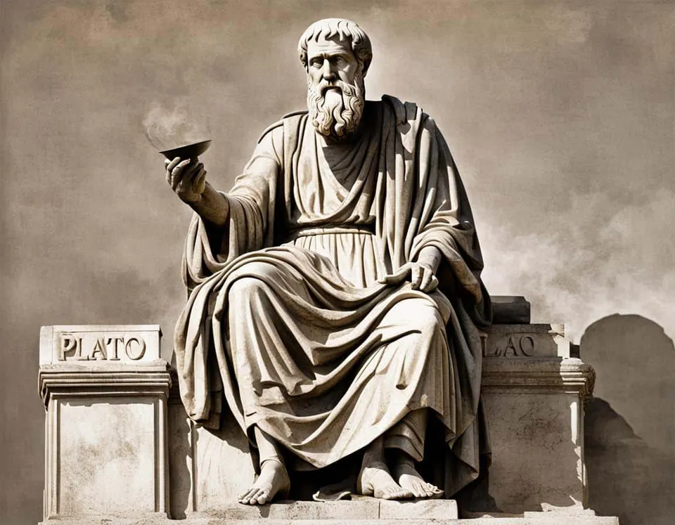 Classical Greek marble sculpture illustrating What was Plato's response to Socrates' influence?
